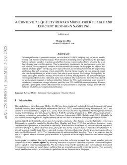 Best of mini-N in-loop Sampling: A Contextual Quality Reward Model for Reliable and Efficient Best-of-N Sampling