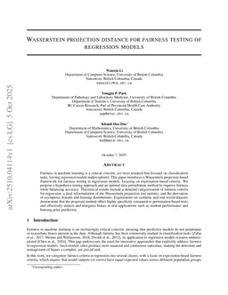 Wasserstein projection distance for fairness testing of regression models