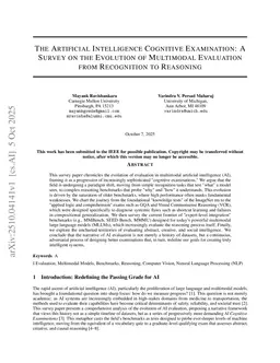 The Artificial Intelligence Cognitive Examination: A Survey on the Evolution of Multimodal Evaluation from Recognition to Reasoning