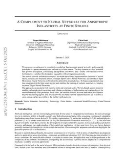 A Complement to Neural Networks for Anisotropic Inelasticity at Finite Strains
