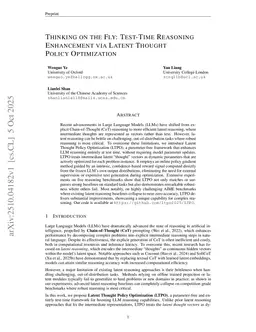 Thinking on the Fly: Test-Time Reasoning Enhancement via Latent Thought Policy Optimization