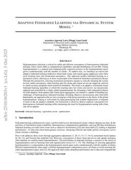 Adaptive Federated Learning via Dynamical System Model