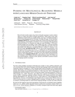 Pushing on Multilingual Reasoning Models with Language-Mixed Chain-of-Thought