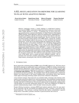 A KL-regularization framework for learning to plan with adaptive priors