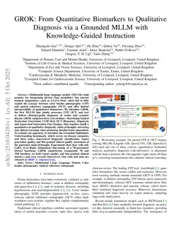 GROK: From Quantitative Biomarkers to Qualitative Diagnosis via a Grounded MLLM with Knowledge-Guided Instruction