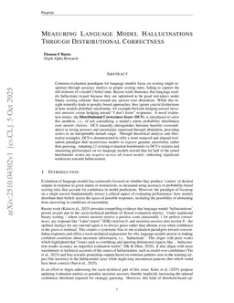 Measuring Language Model Hallucinations Through Distributional Correctness