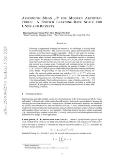 Arithmetic-Mean $μ$P for Modern Architectures: A Unified Learning-Rate Scale for CNNs and ResNets