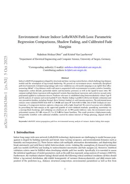 Environment-Aware Indoor LoRaWAN Path Loss: Parametric Regression Comparisons, Shadow Fading, and Calibrated Fade Margins