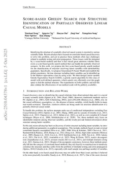 Score-based Greedy Search for Structure Identification of Partially Observed Linear Causal Models
