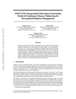 SSM-CGM: Interpretable State-Space Forecasting Model of Continuous Glucose Monitoring for Personalized Diabetes Management