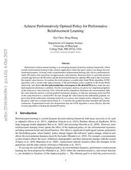 Achieve Performatively Optimal Policy for Performative Reinforcement Learning
