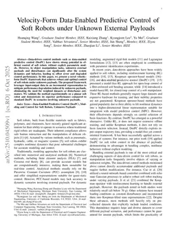 Velocity-Form Data-Enabled Predictive Control of Soft Robots under Unknown External Payloads