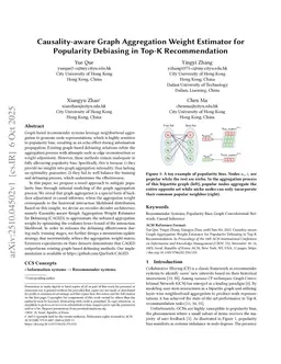 Causality-aware Graph Aggregation Weight Estimator for Popularity Debiasing in Top-K Recommendation