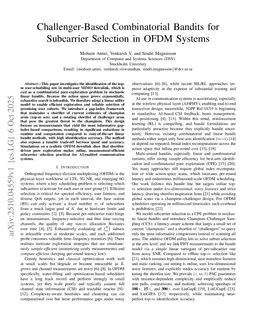 Challenger-Based Combinatorial Bandits for Subcarrier Selection in OFDM Systems