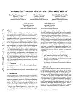 Compressed Concatenation of Small Embedding Models