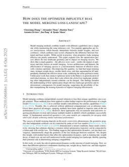 How does the optimizer implicitly bias the model merging loss landscape?