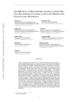 AtomWorld: A Benchmark for Evaluating Spatial Reasoning in Large Language Models on Crystalline Materials