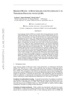 BrokenMath: A Benchmark for Sycophancy in Theorem Proving with LLMs