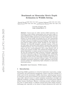 Benchmark on Monocular Metric Depth Estimation in Wildlife Setting
