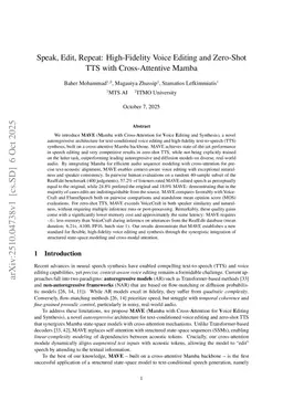 Speak, Edit, Repeat: High-Fidelity Voice Editing and Zero-Shot TTS with Cross-Attentive Mamba