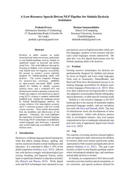 A Low-Resource Speech-Driven NLP Pipeline for Sinhala Dyslexia Assistance