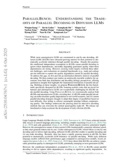 ParallelBench: Understanding the Trade-offs of Parallel Decoding in Diffusion LLMs
