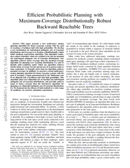 Efficient Probabilistic Planning with Maximum-Coverage Distributionally Robust Backward Reachable Trees