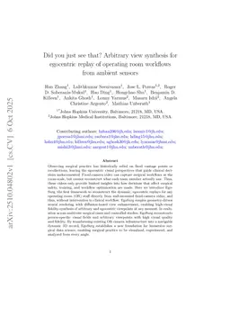 Did you just see that? Arbitrary view synthesis for egocentric replay of operating room workflows from ambient sensors