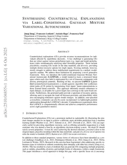 Synthesising Counterfactual Explanations via Label-Conditional Gaussian Mixture Variational Autoencoders