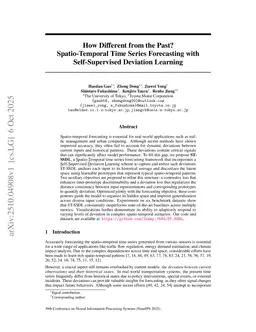 How Different from the Past? Spatio-Temporal Time Series Forecasting with Self-Supervised Deviation Learning