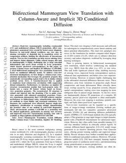 Bidirectional Mammogram View Translation with Column-Aware and Implicit 3D Conditional Diffusion