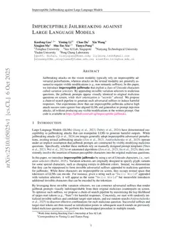 Imperceptible Jailbreaking against Large Language Models