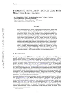 Boomerang Distillation Enables Zero-Shot Model Size Interpolation