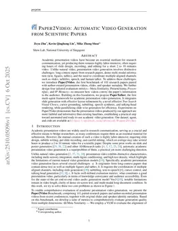 Paper2Video: Automatic Video Generation from Scientific Papers