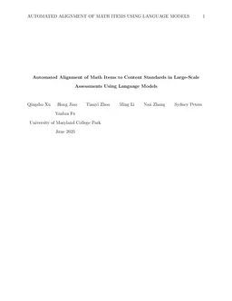 Automated Alignment of Math Items to Content Standards in Large-Scale Assessments Using Language Models