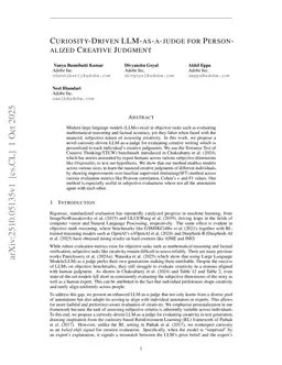 Curiosity-Driven LLM-as-a-judge for Personalized Creative Judgment