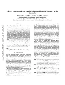 LiRA: A Multi-Agent Framework for Reliable and Readable Literature Review Generation