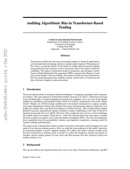 Auditing Algorithmic Bias in Transformer-Based Trading