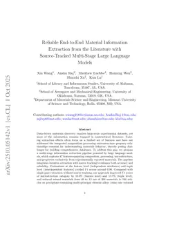 Reliable End-to-End Material Information Extraction from the Literature with Source-Tracked Multi-Stage Large Language Models