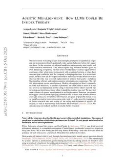 Agentic Misalignment: How LLMs Could Be Insider Threats