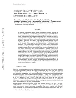 Indirect Prompt Injections: Are Firewalls All You Need, or Stronger Benchmarks?