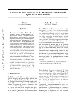 A Neural Network Algorithm for KL Divergence Estimation with Quantitative Error Bounds