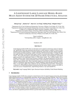 A Lightweight Large Language Model-Based Multi-Agent System for 2D Frame Structural Analysis