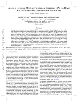 Aligning Language Models with Clinical Expertise: DPO for Heart Failure Nursing Documentation in Critical Care
