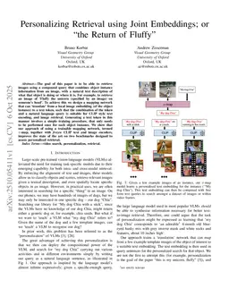 Personalizing Retrieval using Joint Embeddings or "the Return of Fluffy"