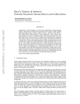 Draft, Verify, and Improve: Toward Training-Aware Speculative Decoding
