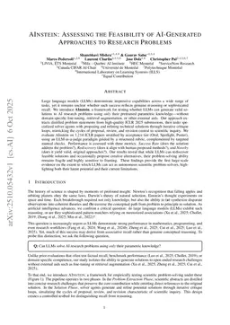 AInstein: Assessing the Feasibility of AI-Generated Approaches to Research Problems