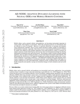 AD-NODE: Adaptive Dynamics Learning with Neural ODEs for Mobile Robots Control