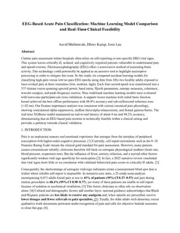 EEG-Based Acute Pain Classification: Machine Learning Model Comparison and Real-Time Clinical Feasibility