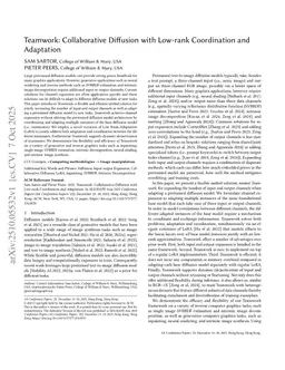 Teamwork: Collaborative Diffusion with Low-rank Coordination and Adaptation